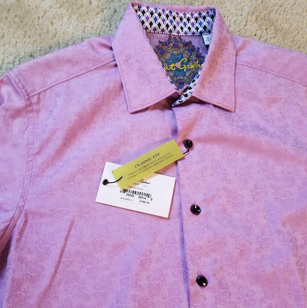New robert graham seven wonders purple shirt sz xs